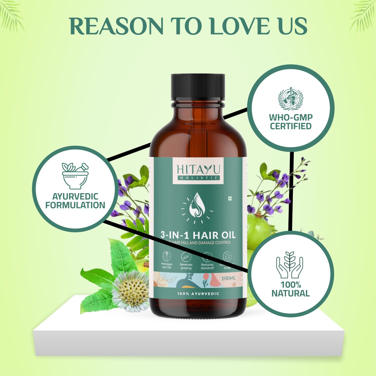 3‑in‑1 Hair‑Fall, Dandruff & Turn Hair Black Ayurvedic Oil