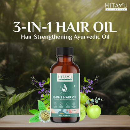 3‑in‑1 Hair‑Fall, Dandruff & Turn Hair Black Ayurvedic Oil